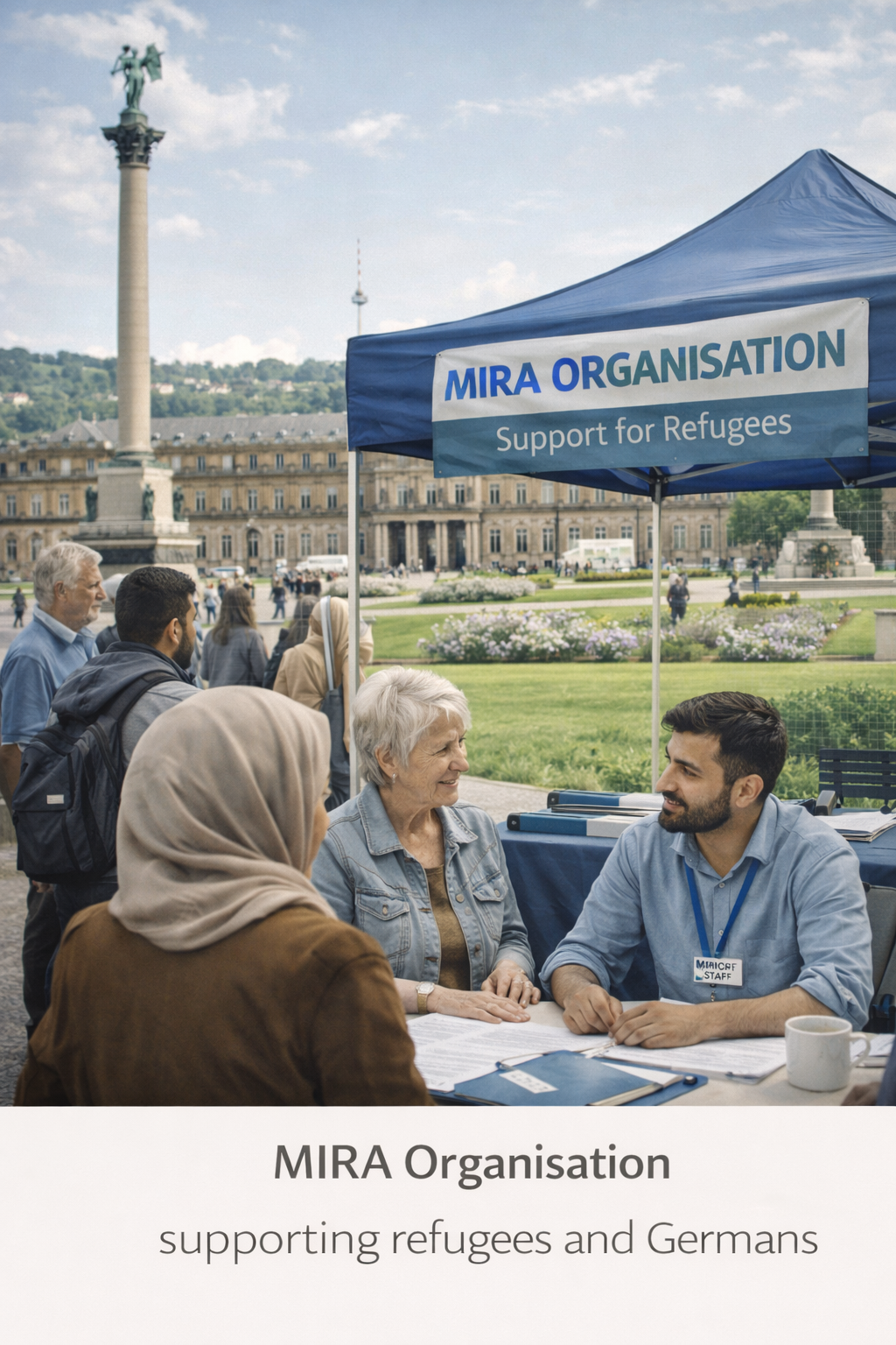 MIRA Organisation support point in Stuttgart assisting refugees and local community.